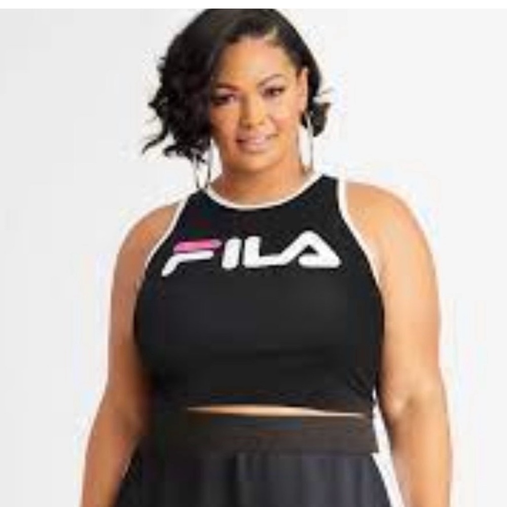 Fila Black and White Tank Top with Pink AccentBLACK 2X